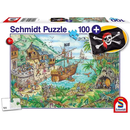 Bild von Schmidt Spiele Puzzle 100 Teile Kinder Puzzle In der Piratenbucht mit Piratenflagge 56330, 100 Puzzleteile