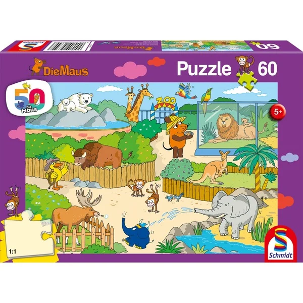 Bild von Schmidt Spiele Puzzle 60 Teile Schmidt Spiele Kinder Puzzle Die Maus Im Zoo 56349, 60 Puzzleteile