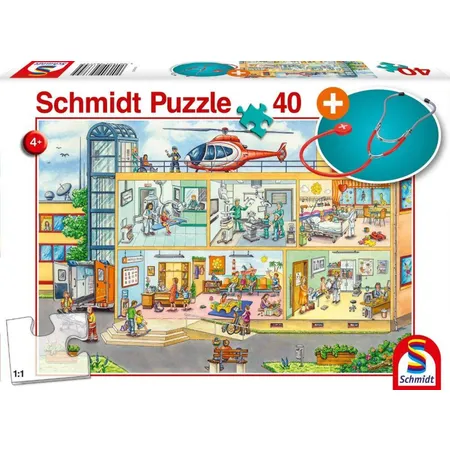 Bild von Schmidt Spiele Spiel SCHMIDT Puzzle Kinderkrankenhaus 40 Teile + Kinderstethoskop