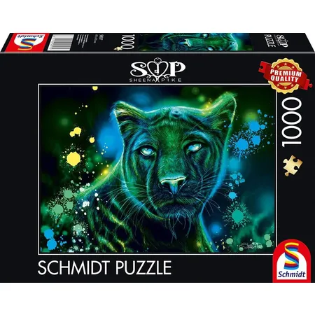 Bild von Schmidt Spiele Puzzle 1000 Teile Puzzle Sheena Pike Neon Blau-grüner Panther 58517, Puzzleteile