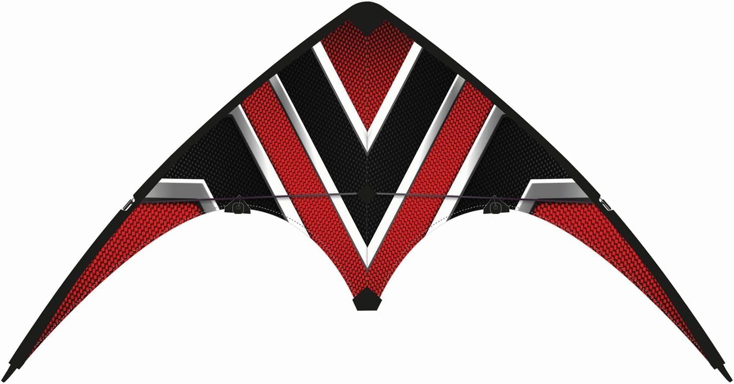 Bild von Paul Günther 1090 - Sportlenkdrachen Carbon Design Loop 100, Drachen für Anfänger, Segel aus reißfestem Ripstop-Polyester, robuste Fiberglasstäbe, mit Lenkgriffen und Schnur, ca. 100 x 56 cm groß