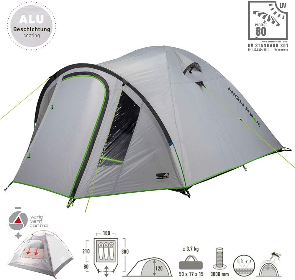 Bild von HIGH PEAK Kuppelzelt Nevada 2 3 4 5 Personen Iglu Zelt Camping Trekking Vorraum Modell: Nevada 3