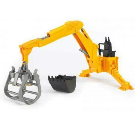 Bild von Bruder® Spielfahrzeug-Erweiterung 02338 Heckbagger mit Greifer, Heckbaggereinheit mit Stützfüßen, für Bagger/Traktor