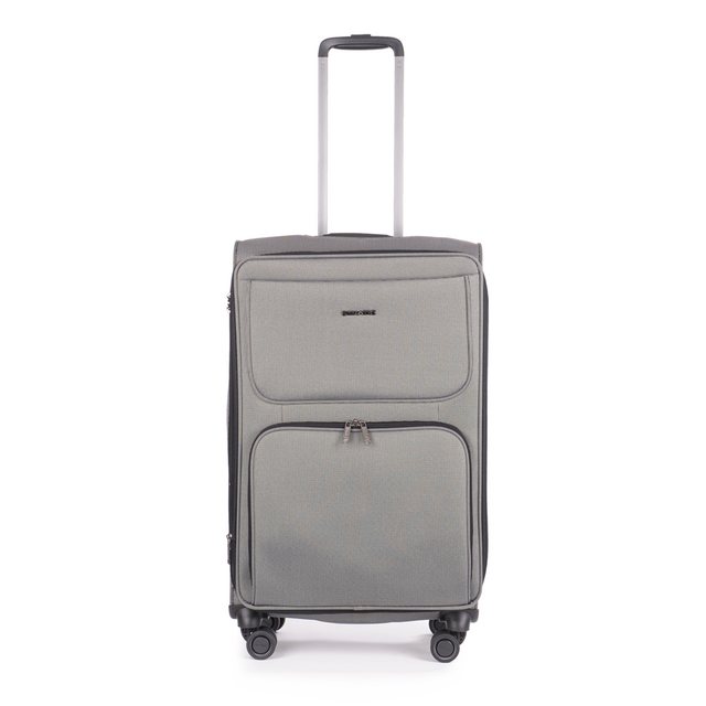 Bild von Stratic Bendigo Light + Koffer Weichschale Reisekoffer Trolley Rollkoffer mittelgroß, TSA Kofferschloss, 4 Rollen, Erweiterbar, Größe M, Silver