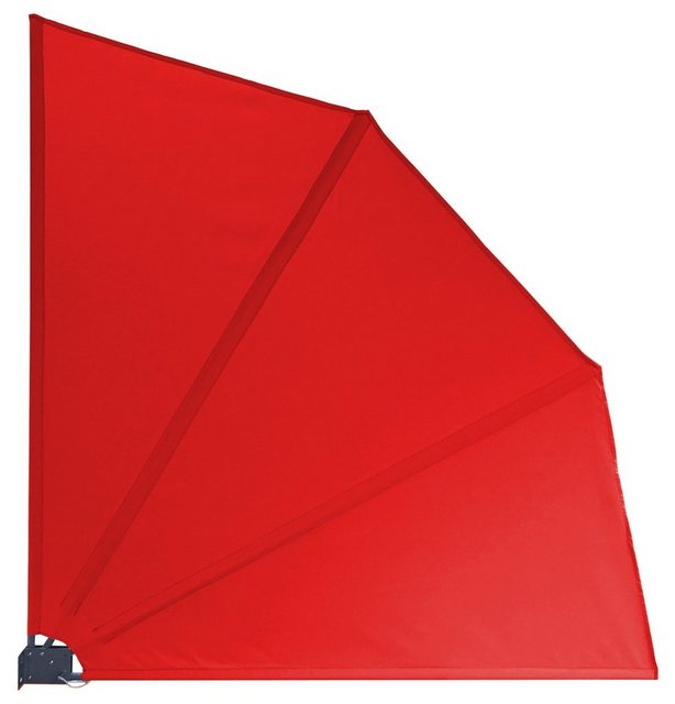 Bild von GRASEKAMP Qualität seit 1972 Balkonfächer Premium 140x140cm Rot mit Wandhalterung Trennwand Sichtschutz