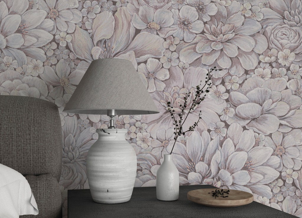 Bild von Marburg Vliestapete Flower, geprägt, matt, Blattmotiv moderne Tapete für Wohnzimmer Schlafzimmer Küche