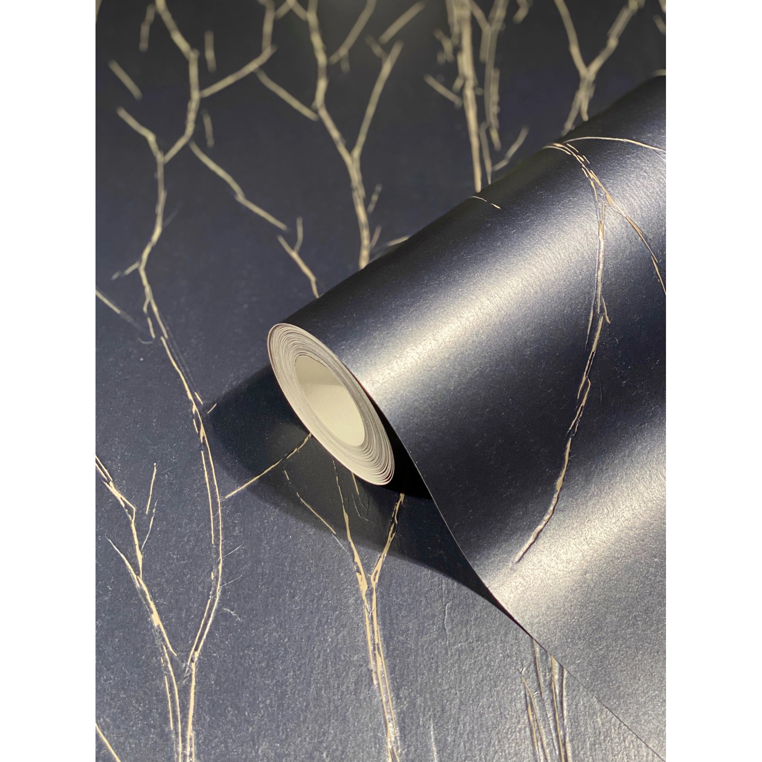 Bild von Marburg Vliestapete Uni Crushed-Optik Streifen Modern 10,05 m x 0,7 m Blau