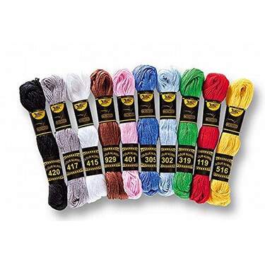 Bild von folia 23992 - Stickgarn, 100 % Baumwolle, 10 Docken à 40 m in 10 Farben sortiert, zum Sticken, Knüpfen und Basteln