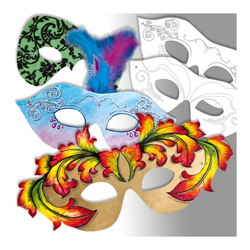 Bild von Partymasken zum Gestalten, 6 verschiedene im Pack, mit Gummiband