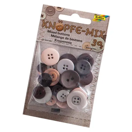 Bild von folia 12896 - Knöpfe - Mix, Ton in Ton Mix, braun, ca. 30 g, sortiert in verschiedenen Größen und Farben - ideal zum Basteln, Nähen und für Scrapbooking