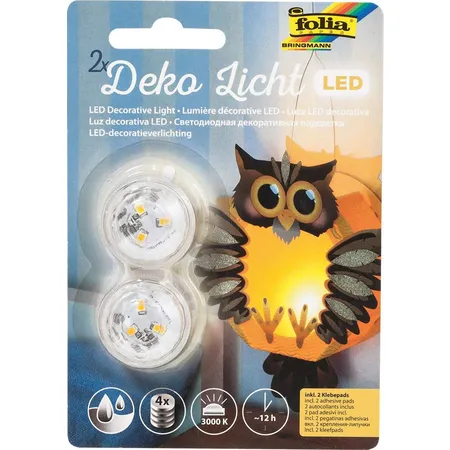 Bild von folia 982 - Deko LED Licht, 2 Stück, warmweißes Licht, ideal als Teelichtersatz, für Laternen, Windlichter