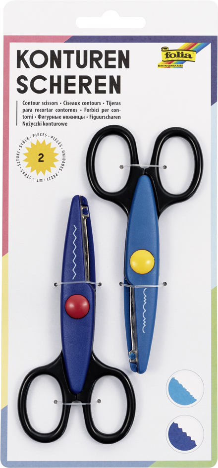 Bild von Folia 7992 Konturen Bastelschere in 2 Farben, 2er Set auf Blisterkarte