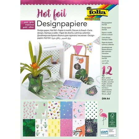 Bild von folia 11649 - Designpapier Block Hotfoil II, DIN A4, 165 g/qm, 12 Blatt - hochwertig illustriertes Papier mit Heißfolienapplikation