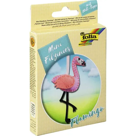 Bild von Folia Filz Nähset für Kinder Mini Filzinie, Anhänger Flamingo, 11 teilig