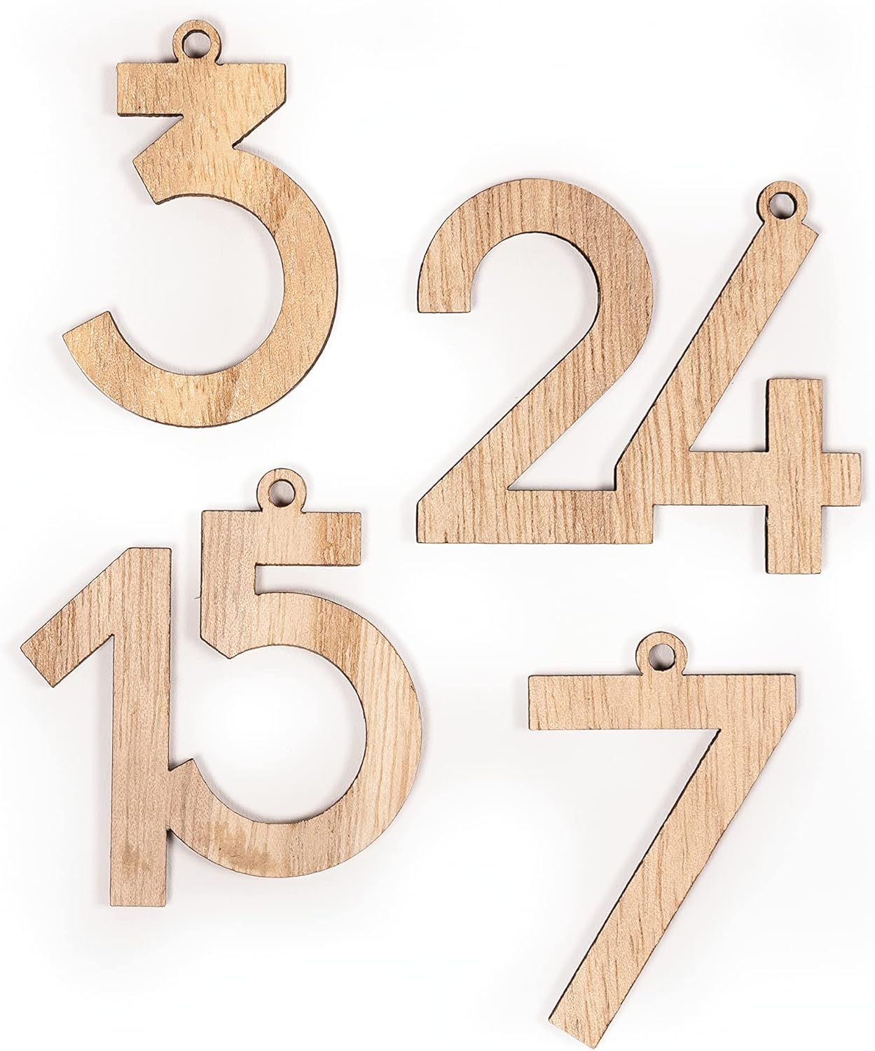 Bild von folia 2209 - Adventskalender Zahlen, Holz natur, 24 Zahlen aus Holz zum Aufhängen