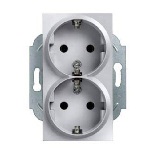 Bild von Siemens Schalterprogramm Aluminium 5UB22124 - Delta Miro Doppel-Schuko-Steckdose