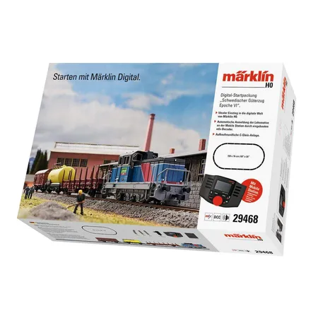 Bild von Märklin 29468 - Digital-Startpackung Schwedischer Güterzug Epoche 6, Spur H0 Modelleisenbahn, viele Soundfunktionen, mit Mobile Station C-Gleis Schienen, 49.9 x 3.5 x 5 cm