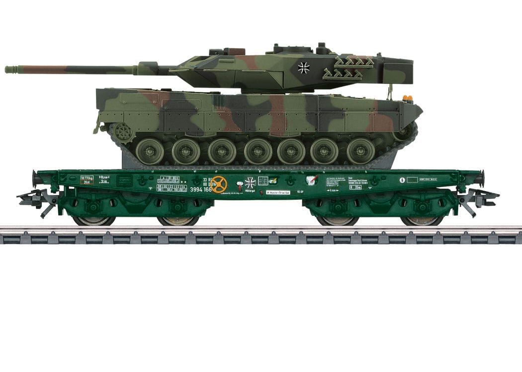Bild von Märklin 48870 Schwerlast-Flachwagen Rlmmps mit Leopard Panzer 2 DB AG H0 MoBa