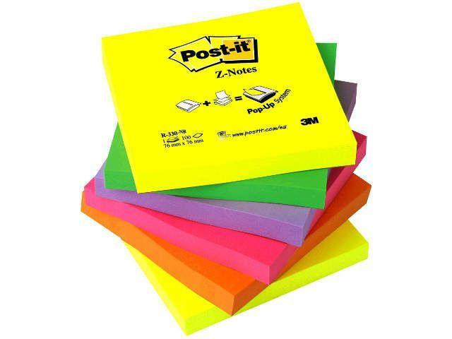 Bild von 3M Post-it Z-Notes Haftnotizen - 76 x 76 mm - 100 Blatt/Block - neon-gelb - 6 Stück (R330-NR)