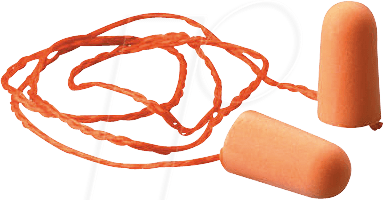 Bild von 3M Gehörschutzstöpsel 1100, SNR = 37 dB, Einweg Paarweise hygienisch verpackt im Polybeutel 100 Paar, Orange