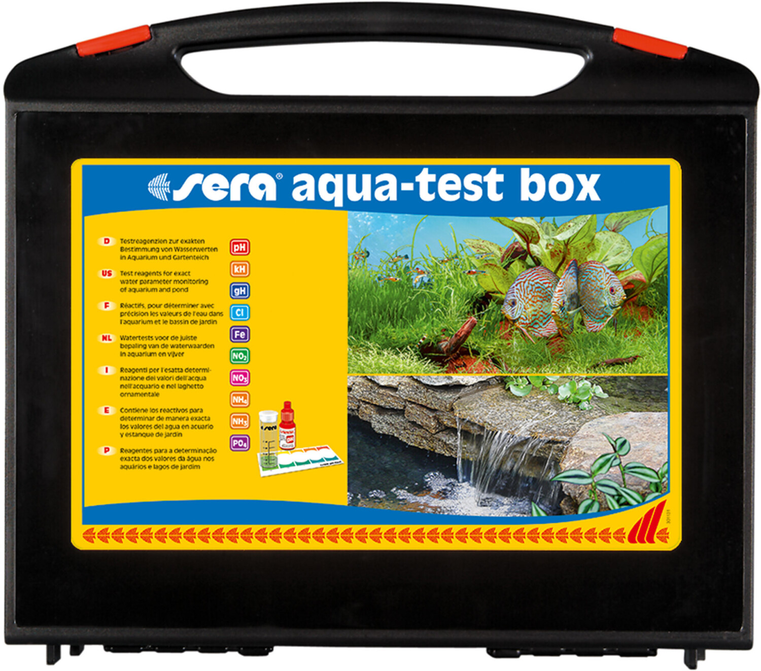 Bild von sera Aqua-Test Box (+ CI) | Wasseranalyse für Fortgeschrittene | pH-Wert, Gesamthärte, Nitrat & mehr | Ohne Chemikalieneinsatz | Schnelle Algenprävention | Für alle Aquarienarten