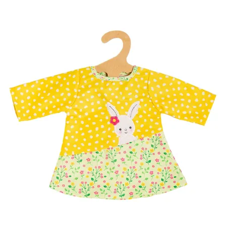 Bild von Heless 1355 - Puppenkleidung im Design Bunny Lou, Tunika-Kleid mit Hasenapplikation und Blumenmuster für Puppen und Kuscheltiere der Größe 28-35 cm