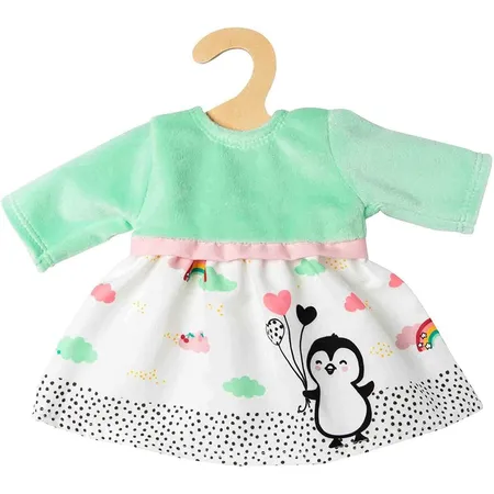 Bild von Heless 2124 - Kleid für Puppen im Pinguin Pünktchen Design, aus Softvelours und mit Pinguin-Aufdruck, Größe 35 - 45 cm