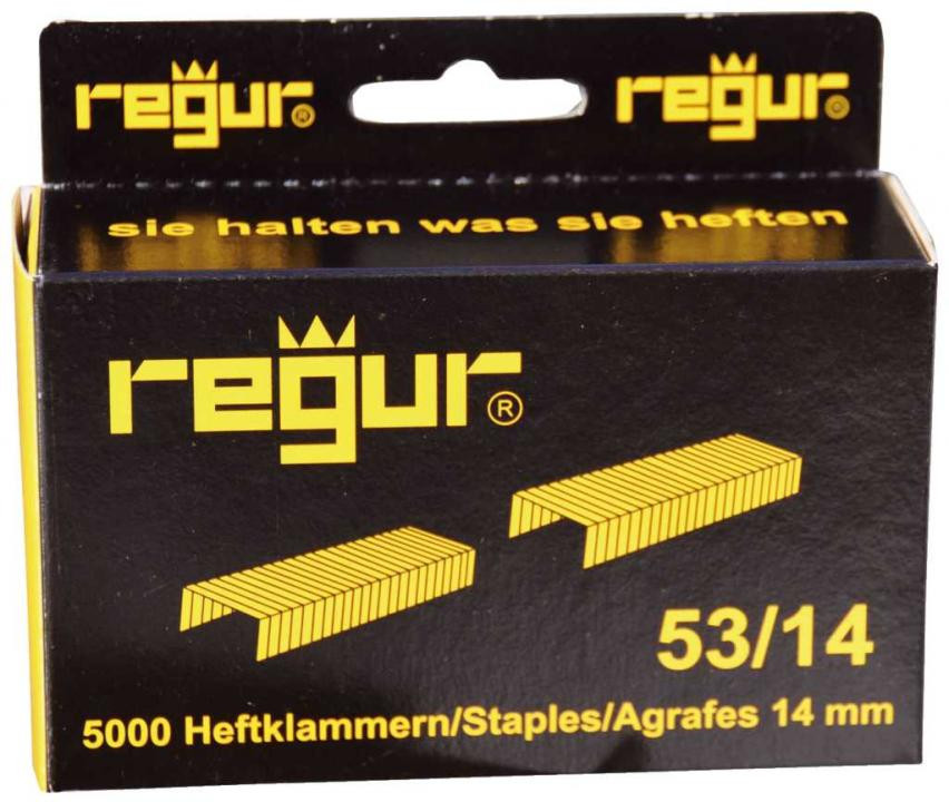 Bild von REGUR Typ 53 Feindraht-Klammern verzinkt - 5.000 Stück in der Länge 53/14 mm - Heftklammern zum Befestigen von Stoffen, Leder, Textilien sowie zum Basteln und Dekorieren