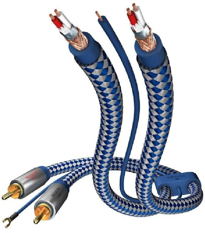 Bild von inakustik - 00405120 - Premium Phonokabel (Cinch, RCA) | Separate Masseleitung | 2,00m in Blau/Silber | 2-fache Abschirmung - Vollmetallstecker | Kabeldurchmesser: 6,0 mm - moderner Geflechtschirm