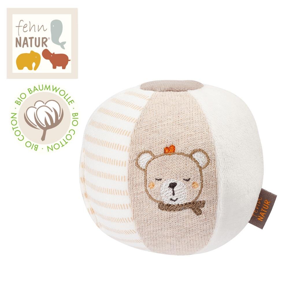 Bild von Fehn Activity Stoffball Esel & Teddy fehnNATUR - Spielball mit Bio Baumwolle - Ball Babyspielzeug mit Rassel - Greifball zur Förderung der Motorik - Spielzeug für Babys & Kleinkinder ab 0+ Monaten