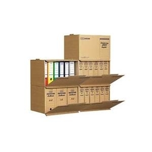 Bild von Elba Archivcontainer Tric, bis A4, Frontklappe, stapelbar, B 510 x T 330 x H 360 mm, Wellpappe, naturbraun, 5 Stück