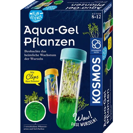 Bild von KOSMOS 658168 Fun Science Aqua-Gel Pflanzen, beobachte das Wachstum der Wurzlen, Kresse und Mungobohnen im Glas anziehen, Experimentierkasten für Kinder ab 8 Jahre, Pflanzset für Kinder