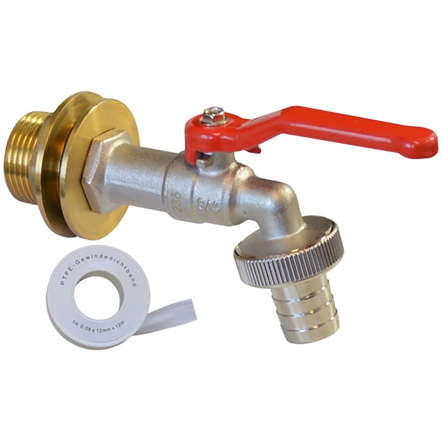 Bild von Regentonnen Auslauf Messing Außengewinde 42,4 mm (1 1/4 Zoll) x Innen 33,7 mm (1 Zoll)