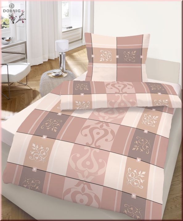 Bild von Dobnig Biber Bettwäsche Kyra Beige Kariert 135x200 cm