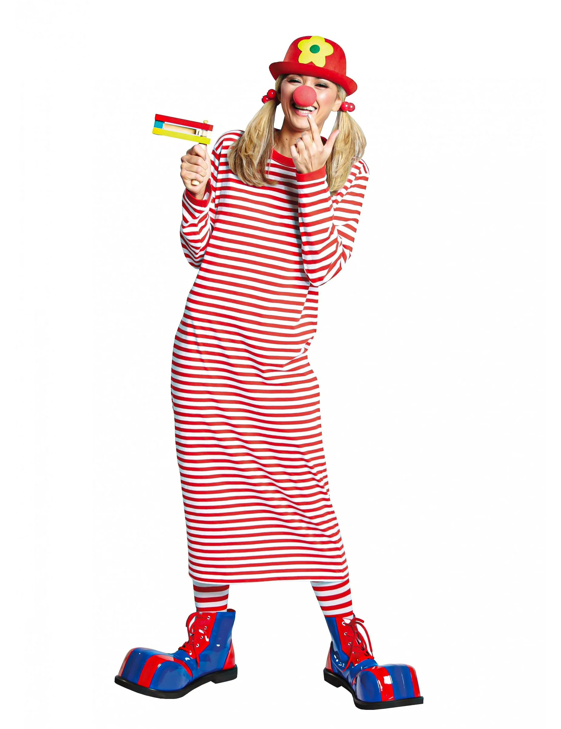 Bild von Rubie´s T-Shirt Rivel-Shirt rot-weiß - Clown Kostüm für Fasching Gestreiftes Nachthemd aus reiner Baumwolle