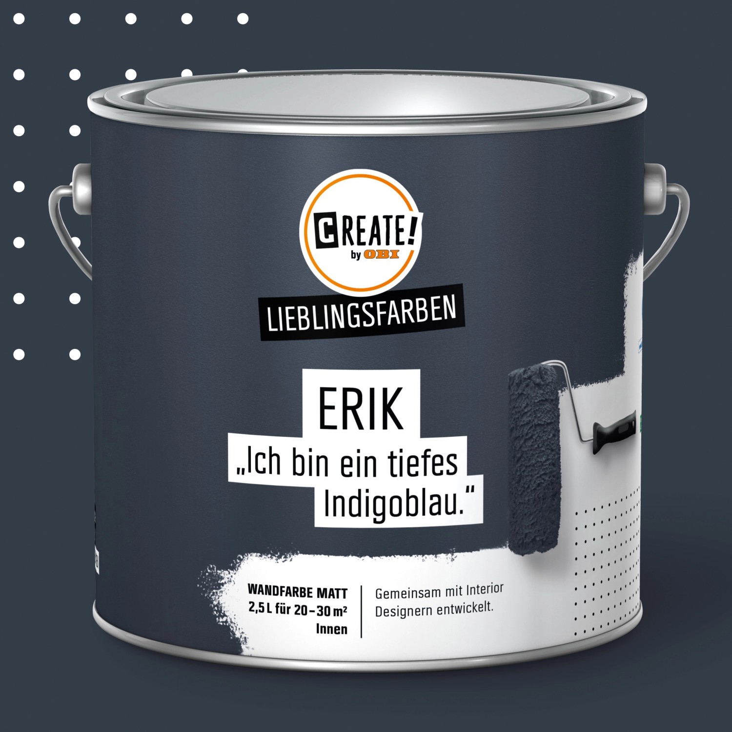 Bild von CREATE! by OBI Lieblingsfarben Wandfarbe Erik Indigoblau matt 2,5 l