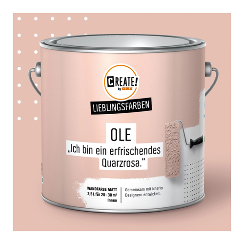 Bild von CREATE! by OBI Lieblingsfarben Wandfarbe Ole Quarzrosa matt 2,5 l