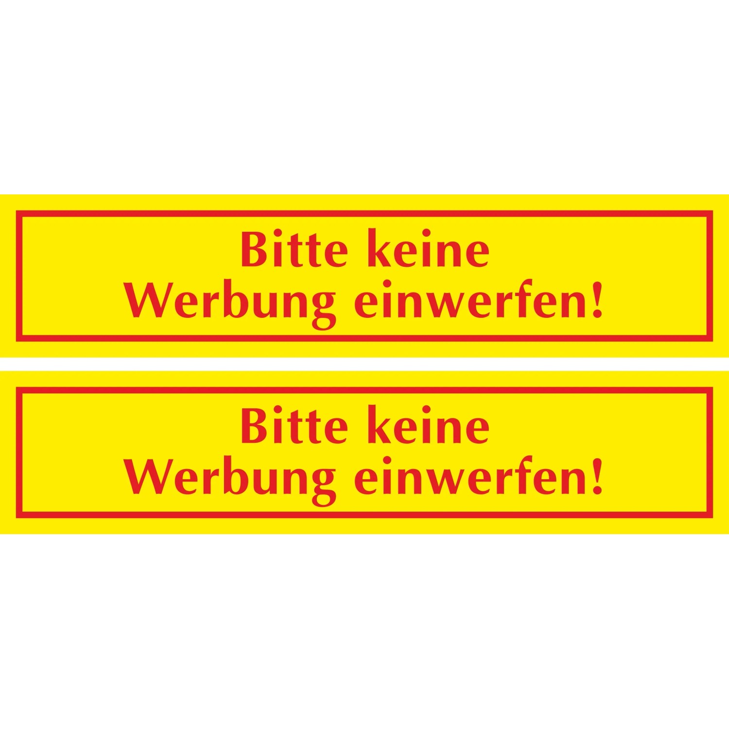 Bild von Aufkleber Bitte keine Werbung einwerfen'' 2er-Set Gelb 7,5 cm x 2 cm PVC-Folie