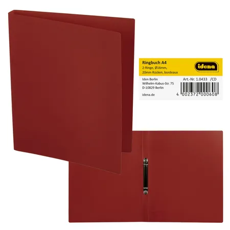 Bild von Idena Hefter Idena 10433 - Ringbuch im Format DIN A4, 2-Ring-Mechanik mit 16 mm