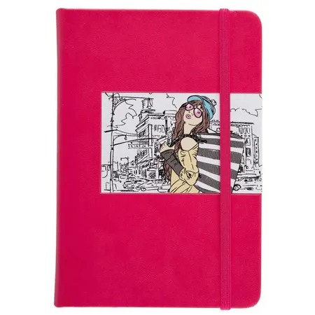 Bild von Idena 209295 - Notizbuch "Girls", 118 x 170 mm, 160 Seiten, 100 g/m², kariert, mit Innentasche und Lesezeichen, pink