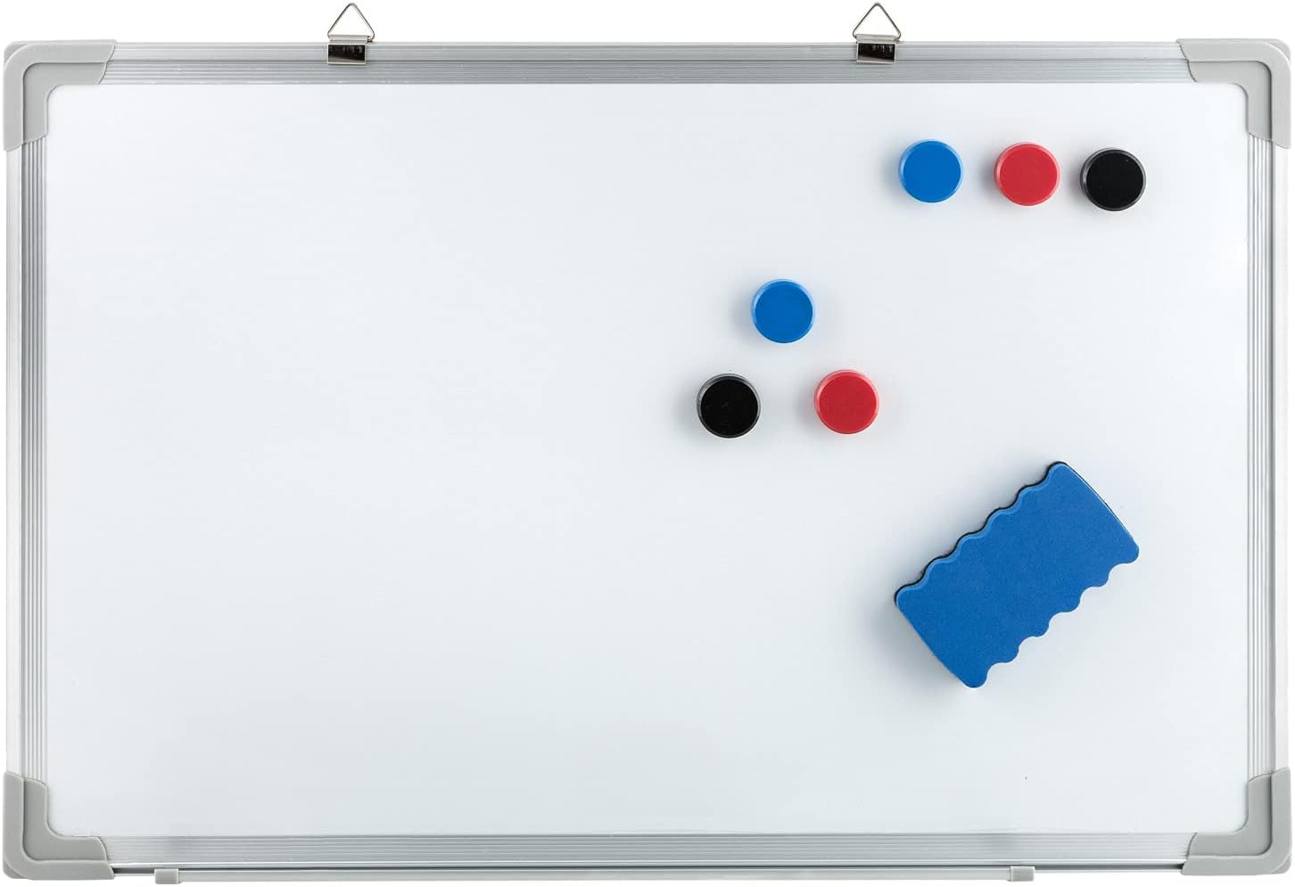Bild von Idena 10414 - Whiteboard mit Alurahmen, ca. 40 x 60 cm groß, inklusive 6 Magnete und Schwamm, zur Wandmontage geeignet, ideal für Büro und zu Hause, ohne Maker