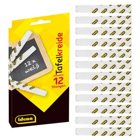 Bild von Tafelkreide weiß mit Papiergriffschutz - eine Packung - Idena