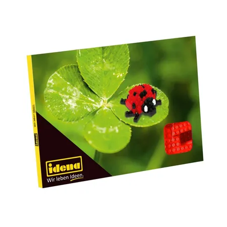 Bild von Idena 40154 - Postkarte Marienkäfer mit einem 3D Modellbauset mit 49 Original Brixies Minibausteinen, Schwierigkeitsgrad 1, Grußkarte oder Mitbringsel für Kinder und Erwachsene