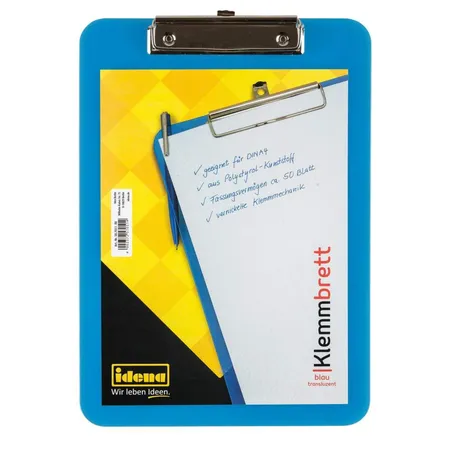 Bild von Idena Klemmtafel Idena 507051 - Klemmbrett für DIN A4 vernickelte Klemmmechanik, transl