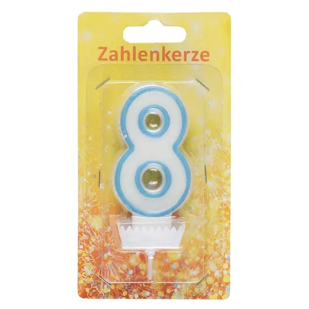 Bild von Idena Zahlenkerze "8" hellblau