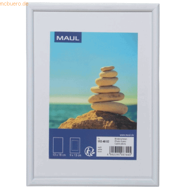 Bild von Maul Bilderrahmen MAULart 13x18cm | Bilderrahmen klein aus Kunststoff für Hoch- oder Querformat | Bilderrahmen mit Passepartout | Fotorahmen | Ideal für Fotos, Collage und Bilder | Weiß