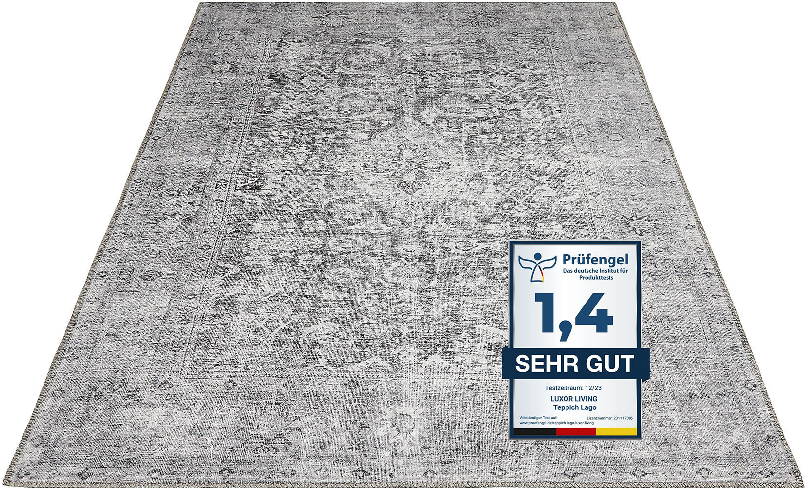 Bild von Luxor Living Teppich Lago - waschbarer In- und Outdoor Teppich modernes Design - pflegeleichter Teppich waschbar in Waschmaschine flexibel einsetzbar und haustierfreundlich 240 x 340 cm grau-anthrazit