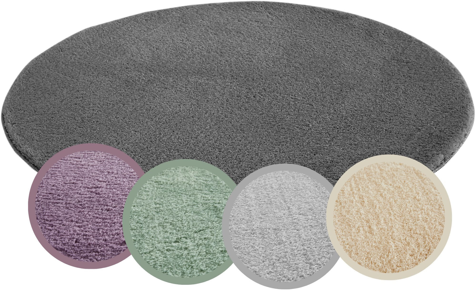 Bild von Andiamo Teppich »Arezzo«, rund, 16 mm Höhe, Uni Farben, weicher Flor, waschbar, ideal im Wohnzimmer & Schlafzimmer