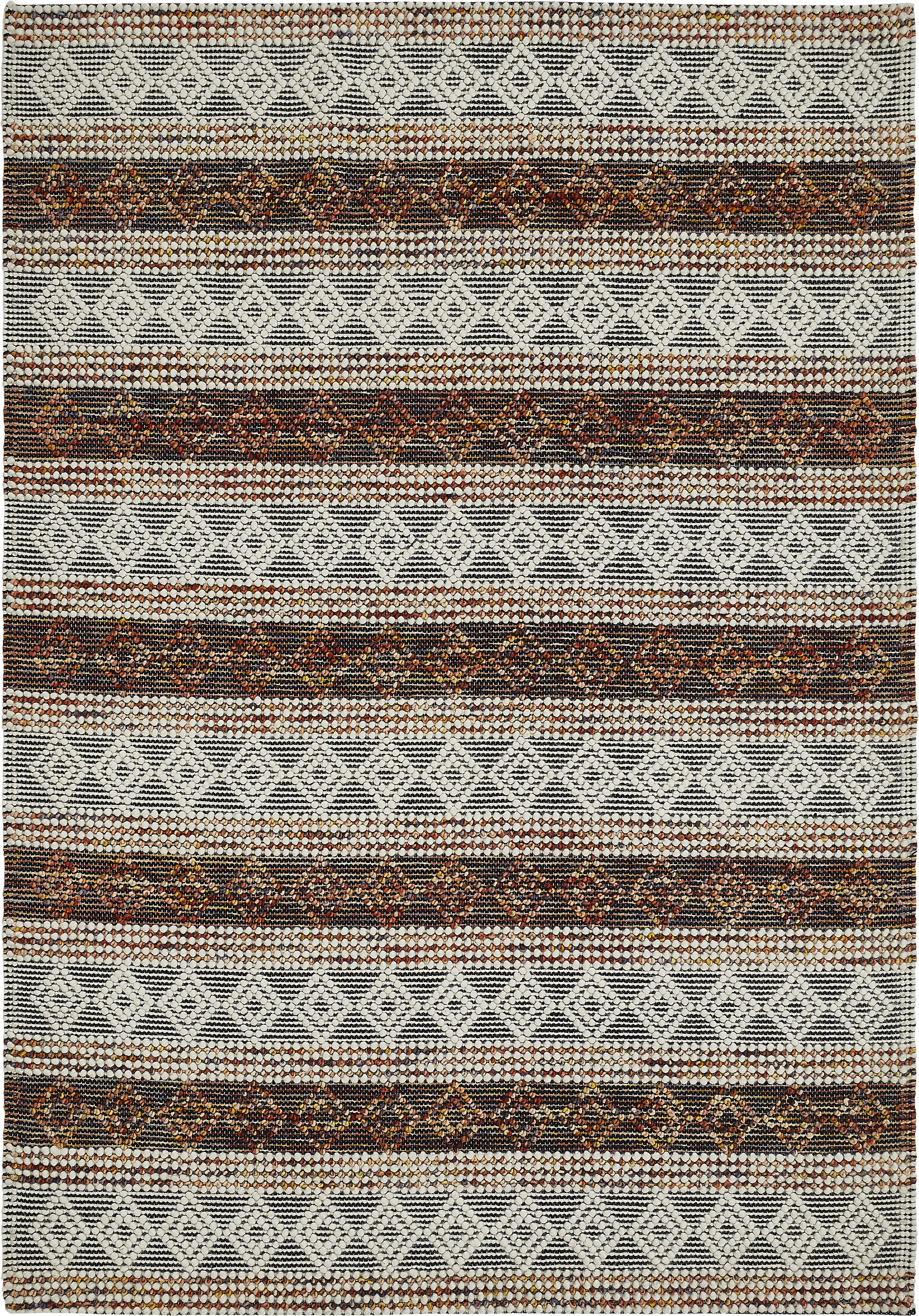 Bild von -LUXOR- living Teppich Aalborg Wollteppich ideal als Teppich Wohnzimmer im Boho Style oder Teppich Esszimmer im skandinavischen Stil - Wohnzimmerteppich Creme Multi 130 x 190 cm