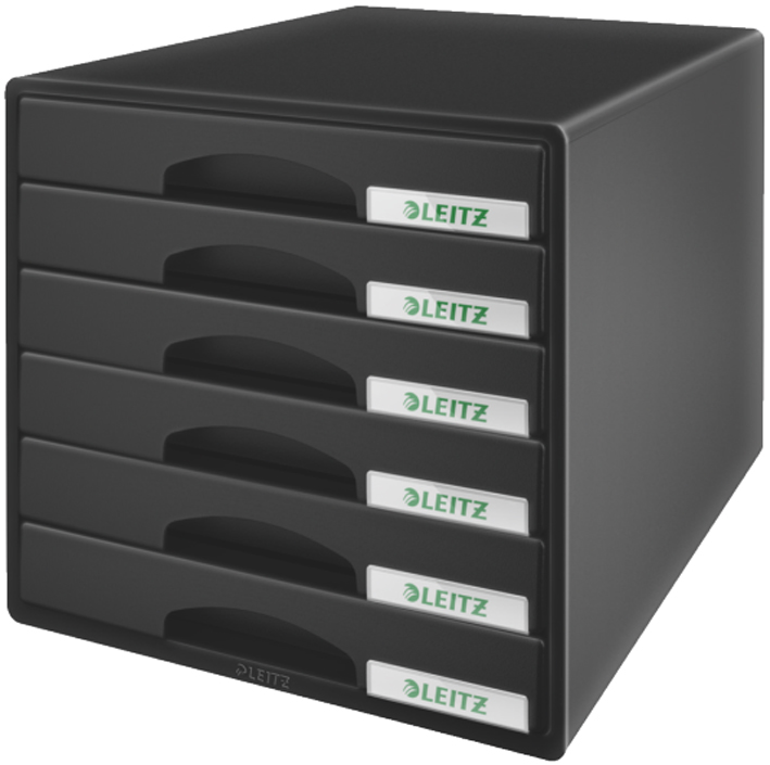 Bild von Esselte-Leitz LEITZ Schubladenbox Plus, 6 Schübe, schwarz für Format DIN A4 Maxi, Schubladen mit Auszugsstopp, - 1 Stück (5212-00-95)